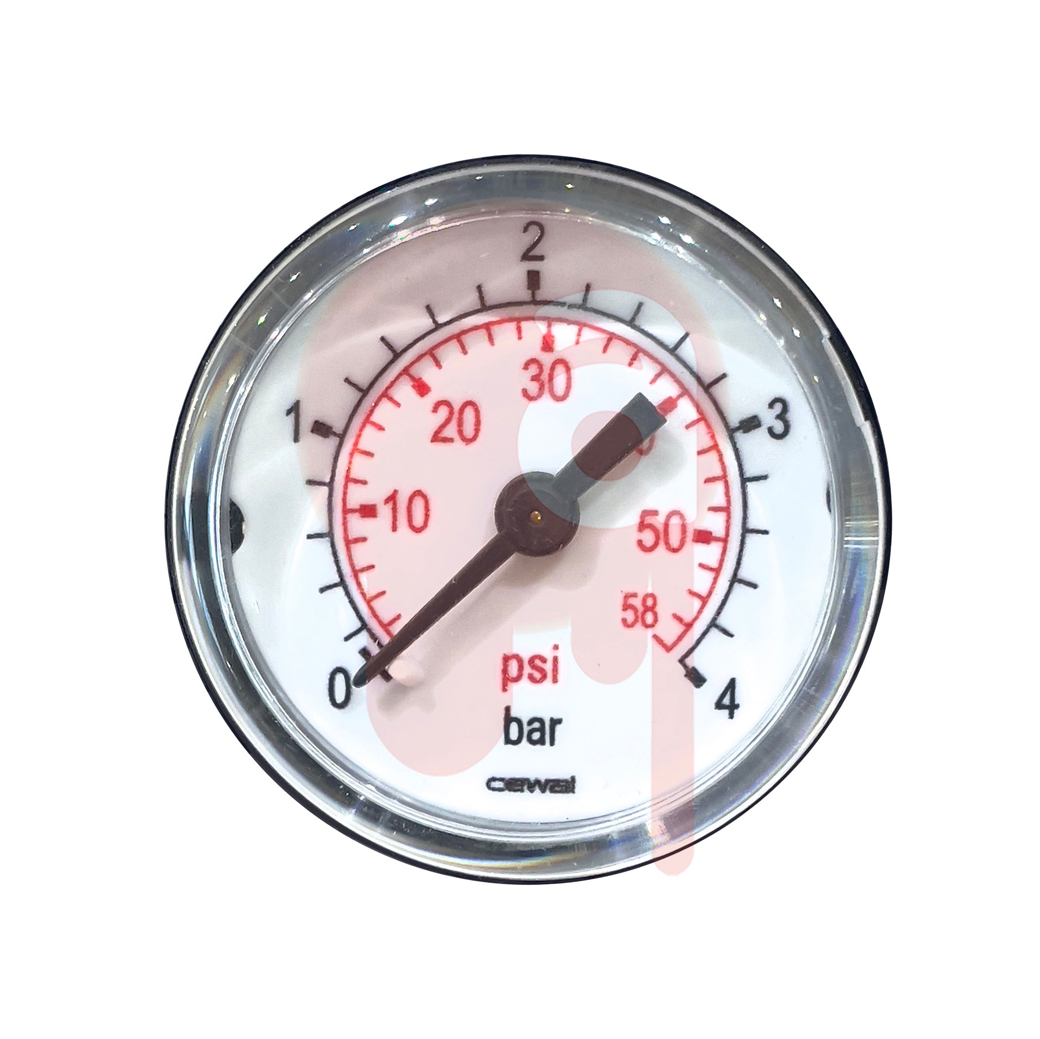Manomètre Axial Double échelle 0-1 Bar / 0-15 PSI - Acier Inox, Pour Air, Eau, Carburant - Filetage 1/4"