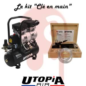 Kit "Clé en main" Utopia F03K et compresseur double cylindres ventilé, cuve de 9 litres