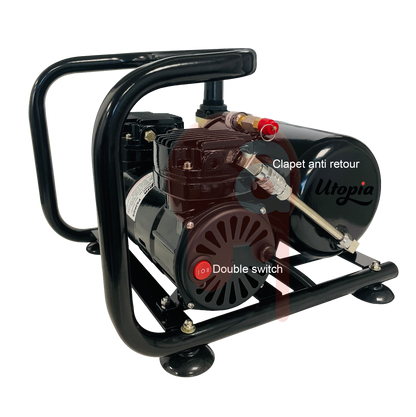 Compresseur silencieux double pistons à sec PS2KDS, double switch avec cuve Utopia